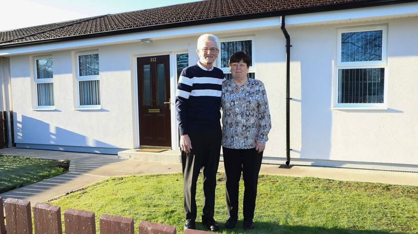 Home sweet home…Housing Executive tenants David and Charlotte Donnell delight in thermal upgrade works completed at their home on Northland Road, Derry/Londonderry. 